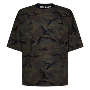 Camiseta Extragrande Con Logo Clásico De Camuflaje De Palm Angels, Estilo Militar