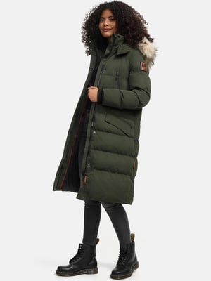 Marikoo abrigo de invierno mujer – Schneesternchen largo con capucha y cuello de pelo sintético