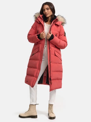 Marikoo abrigo de invierno mujer – Schneesternchen largo con capucha y cuello de pelo sintético