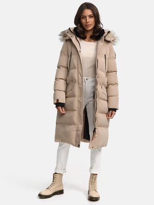 Marikoo abrigo de invierno mujer – Schneesternchen largo con capucha y cuello de pelo sintético