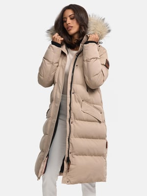 Marikoo abrigo de invierno mujer – Schneesternchen largo con capucha y cuello de pelo sintético