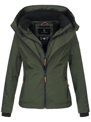 Chaqueta de entretiempo Marikoo Erdbeere para mujer con doble cuello y forro polar