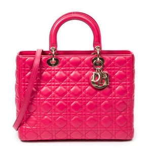 Dior Large Lady Dior Zip  en Rosa fucsia Piel de becerro