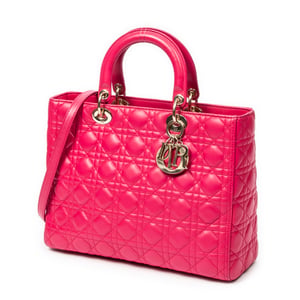 Dior Large Lady Dior Zip  en Rosa fucsia Piel de becerro
