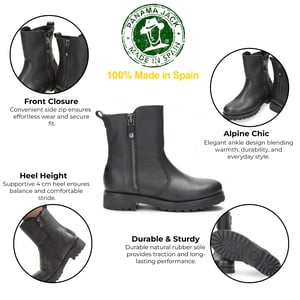 Botines Panama Jack Fabi Igloo B1 de piel impermeable en color negro para mujer