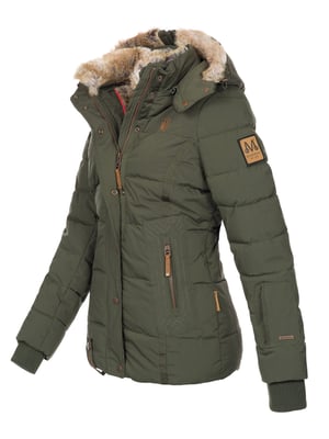 Chaqueta de invierno Marikoo Nekoo para mujer con capucha de pelo sintético y forro de borreguito
