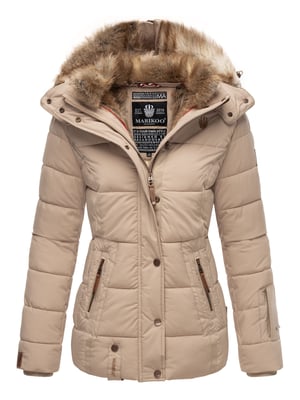 Chaqueta de invierno Marikoo Nekoo para mujer con capucha de pelo sintético y forro de borreguito