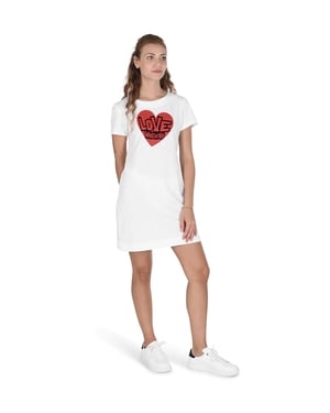 Vestido Mini Heartprint de Manga Corta tipo T-Shirt