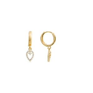 Pendientes de zirconia brillante con acabado en oro amarillo de 18k - Sarath