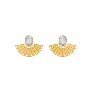 Pendientes Luxenter en madreperla blanca terminados en oro amarillo de 18 quilates - Phieo