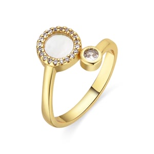 Anillo Luxenter con nácar blanco y acabado en oro de 18k - Yaran