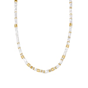 Collar de plata esterlina 925 de Luxenter con acabado en oro amarillo de 18K y madreperla blanca - Wicoy