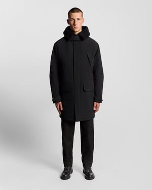 Parka de collar de pelo sintético pesado Lyle & Scott - Negra
