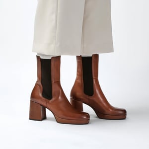 Botas Lea Pique Up Bronceado Oscuro