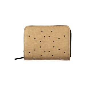Cartera con cremallera de cuero beige