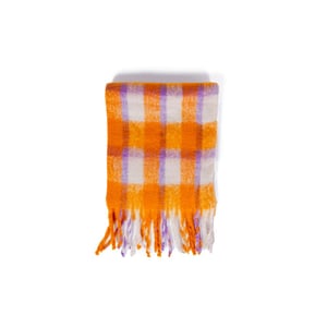 Bufanda Tejida Cuadro Gingham Naranja