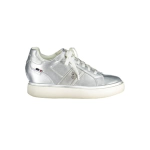 Zapatillas bajas de cuero plateado