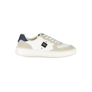Blauer Zapatilla de Hombre de Cuero Blanco