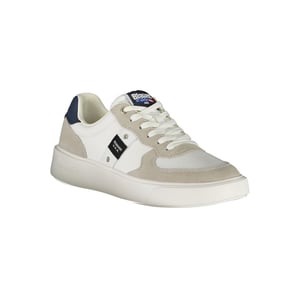 Blauer Zapatilla de Hombre de Cuero Blanco
