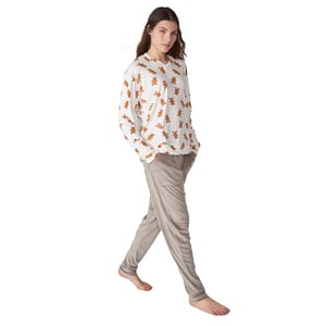 Pijama Terciopelo Manga Larga JJB4 para Mujer