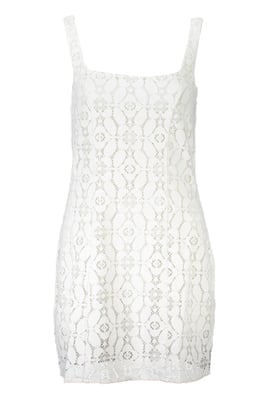Vestido Mini de Encaje Sin Mangas con Escote Cuadrado