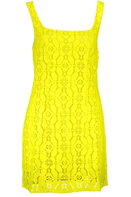 Vestido de encaje mini amarillo neón