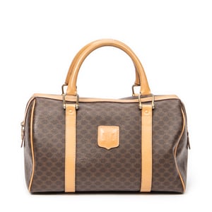 Celine Vintage Small Boston  en Marrón/Beige Lona recubierta