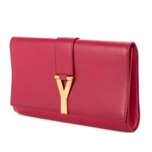 Yves Saint Laurent Ligne-Y Pochette Small en Rosa Piel de becerro