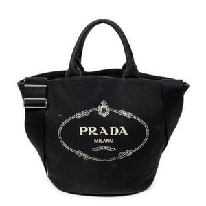 Prada Canapa Shopping Tote  en Negro Lienzo