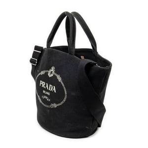 Prada Canapa Shopping Tote  en Negro Lienzo