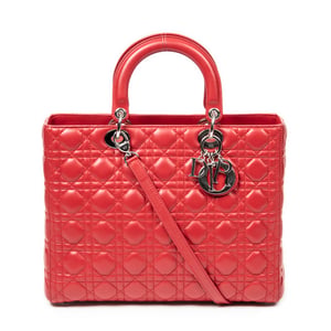 Dior Large Lady Dior Zip  en Rojo Piel de becerro