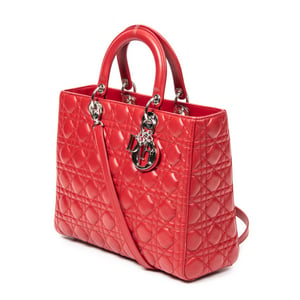 Dior Large Lady Dior Zip  en Rojo Piel de becerro