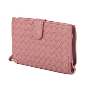 Bottega Veneta Compact Wallet  en Morado Piel de becerro