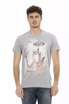 Camiseta gráfica gris estilo casual