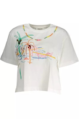 Camiseta de manga corta con estampado de playa y cuello redondo