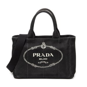 Prada Small Canapa Tote  en Negro Lienzo