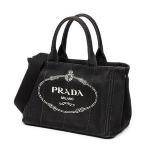 Prada Small Canapa Tote  en Negro Lienzo