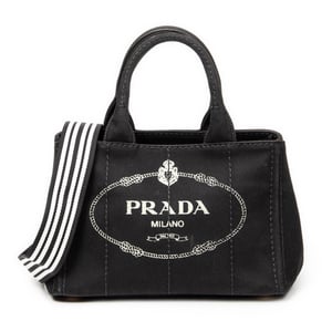 Prada Small Canapa Tote  en Negro Lienzo