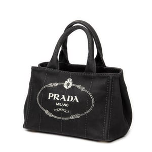 Prada Small Canapa Tote  en Negro Lienzo