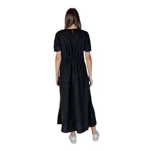 Vestido Maxi Ajustado Relaxed con Escote en V y Mangas Cortas