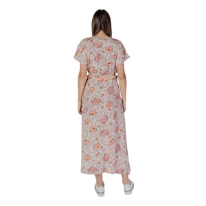 Vestido Maxi Floral con Escote en V y Mangas Cortas