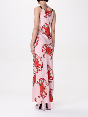 Vestido Maxi de Seda con Estampado de Cangrejo
