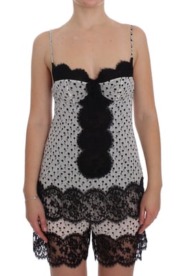 Vestido Corto de Seda con Estampado Floral y Detalles de Encaje Dolce Gabbana