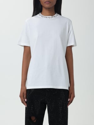 Camiseta de cuello con adornos de cristal