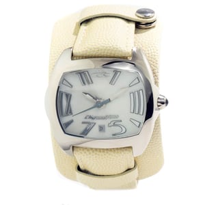 Reloj Chronotech con correa de cuero crema