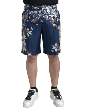 Pantalones Cortos de Seda con Estampado de Pájaro