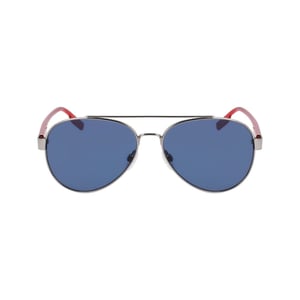Gafas de sol aviador con marco de metal y acentos rojos
