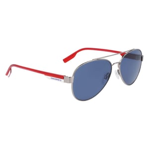 Gafas de sol aviador con marco de metal y acentos rojos