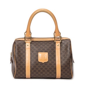 Celine Vintage Mini Boston  en Marrón/Beige Lona recubierta