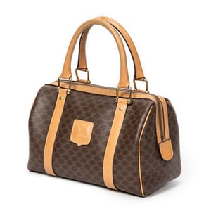 Celine Vintage Mini Boston  en Marrón/Beige Lona recubierta